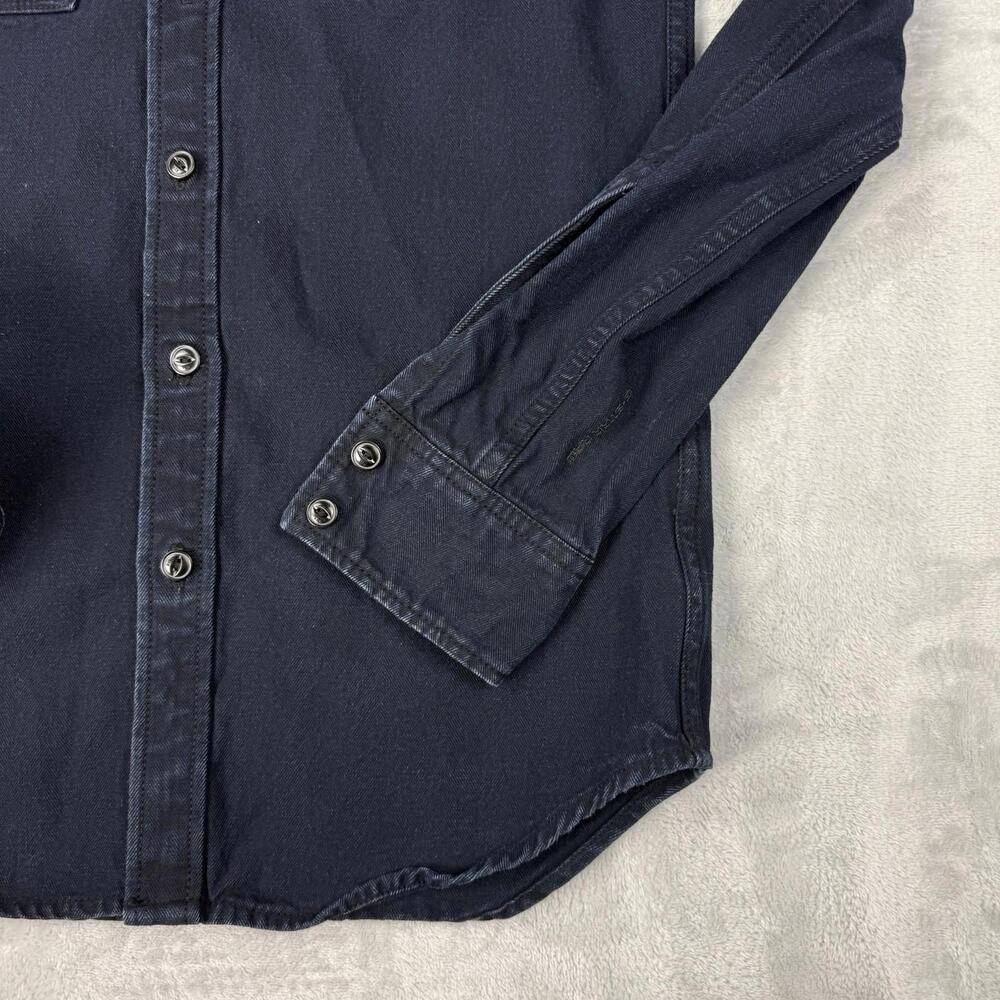 G-Star RAW Indigo Herringbone Denim Shirt Men XS Dark Wash Button Up Workwear - Picture 9 of 9